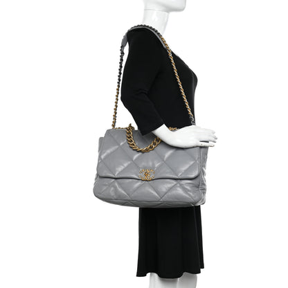 Chanel Lambskin Quilted Maxi Chanel 19 Flap Grey 2 of 10