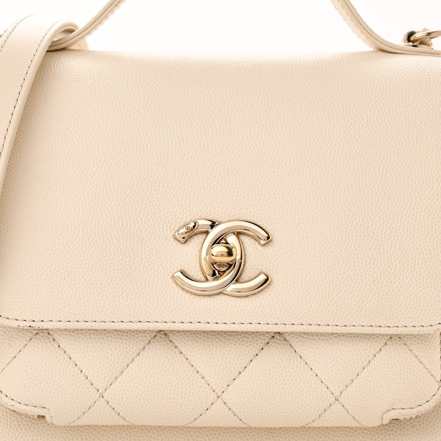 Caviar Quilted Small Business Affinity Flap White