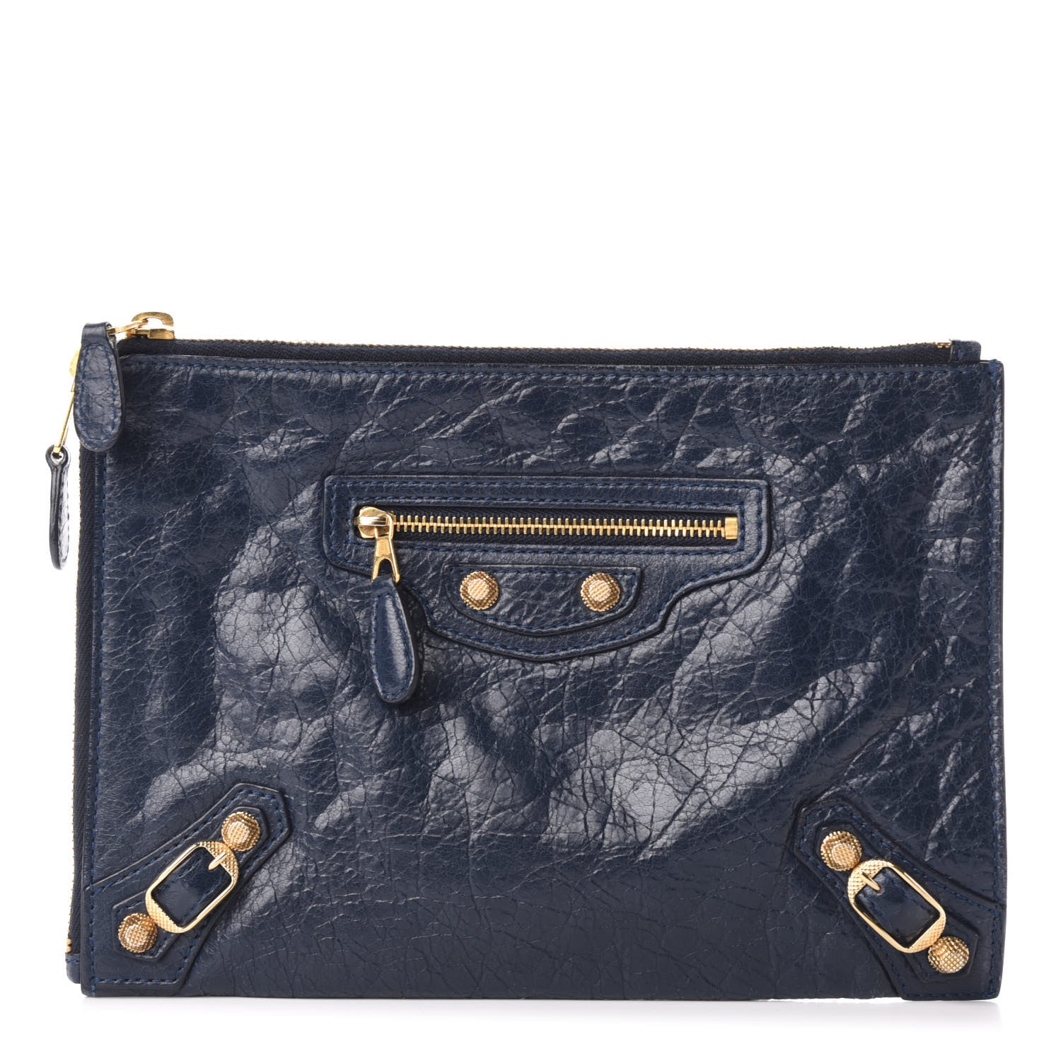 Balenciaga Agneau Giant 12 Gold Hardware Pouch Clutch Bleu Obscur 1 of 7