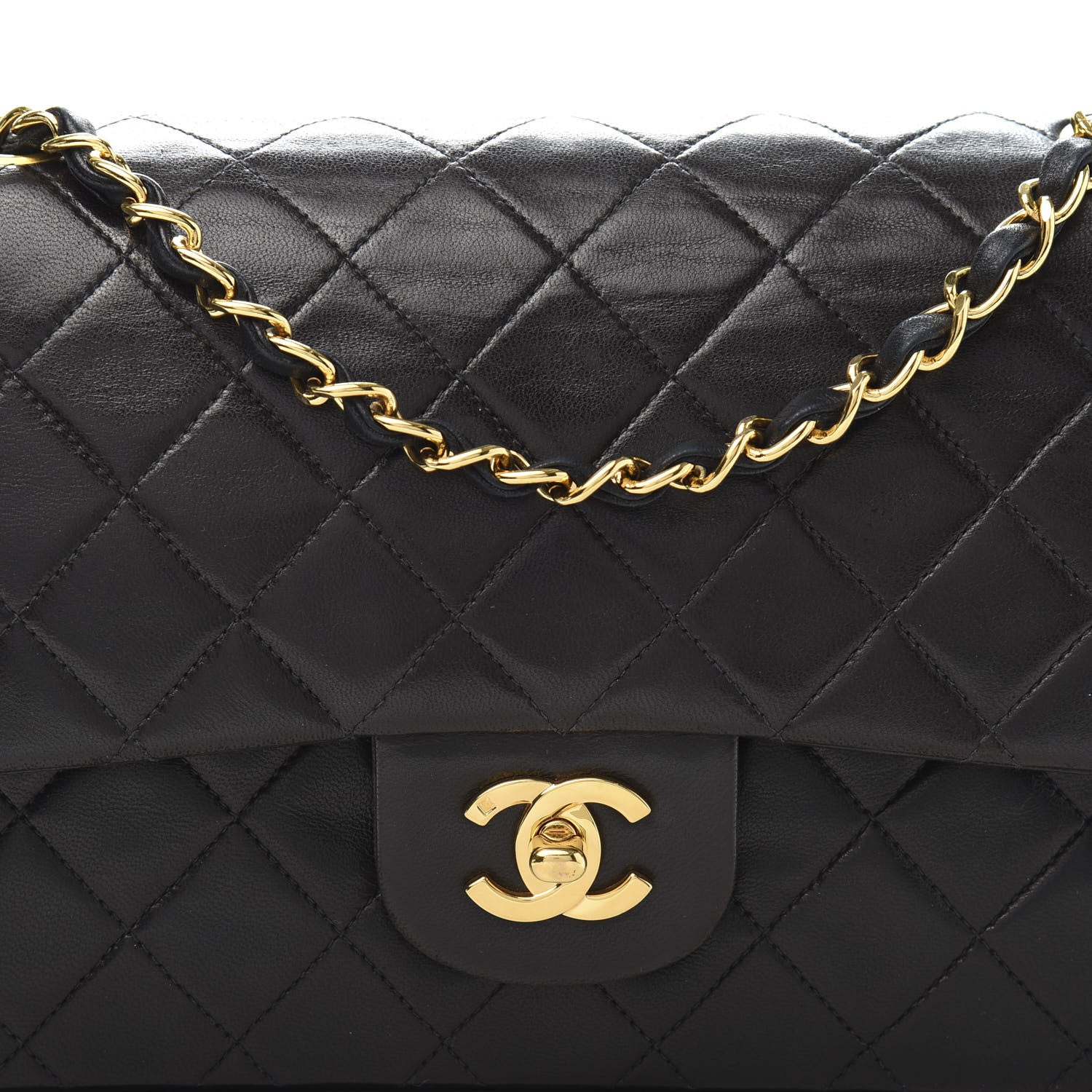 Chanel Lambskin Quilted Medium Double Flap Black 16 of 17