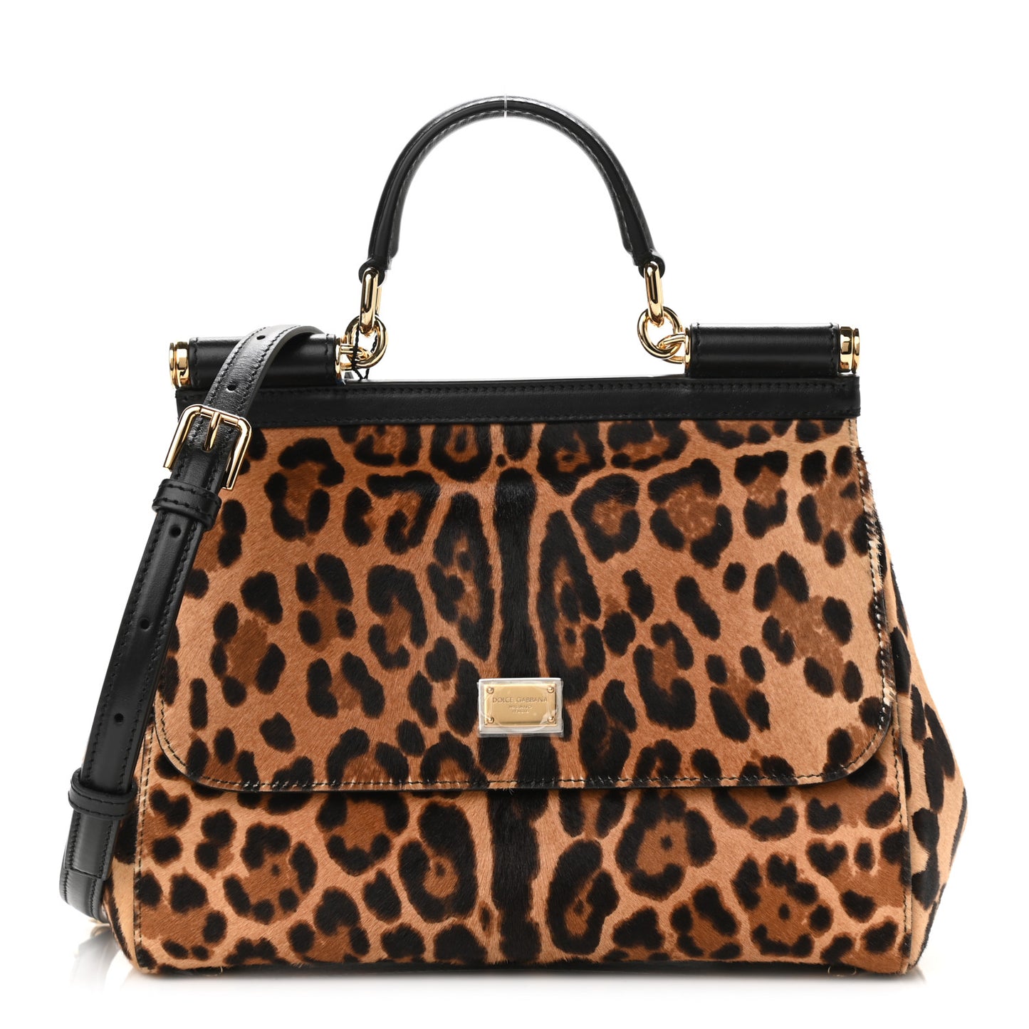 Calf Hair Leopard Print Miss Sicily Satchel Naturale