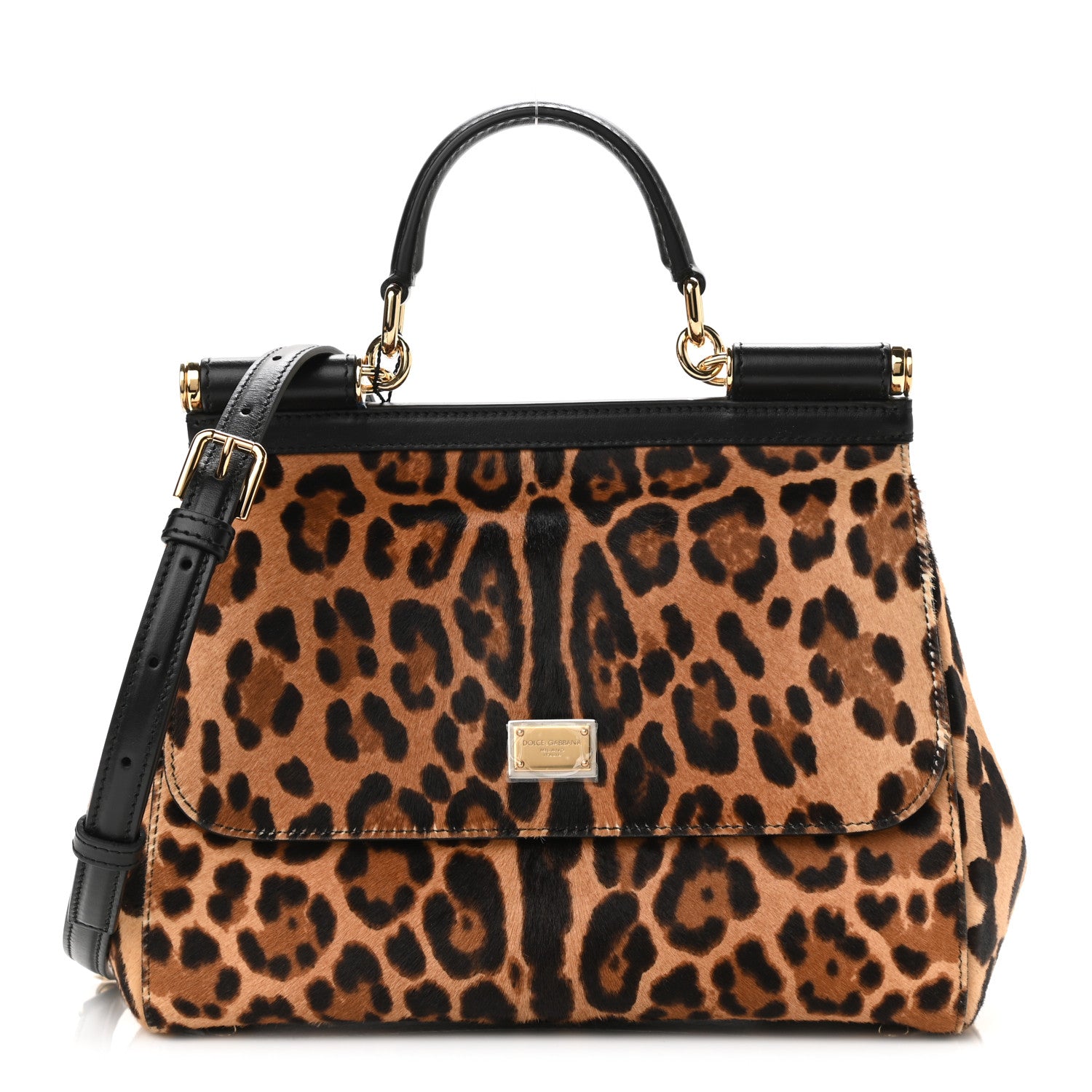 Dolce & Gabbana Calf Hair Leopard Print Miss Sicily Satchel Naturale 1 of 8
