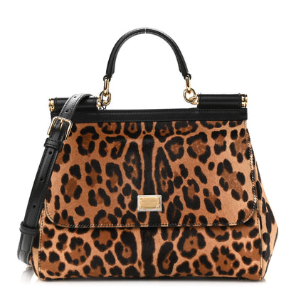 Dolce & Gabbana Calf Hair Leopard Print Miss Sicily Satchel Naturale 1 of 8