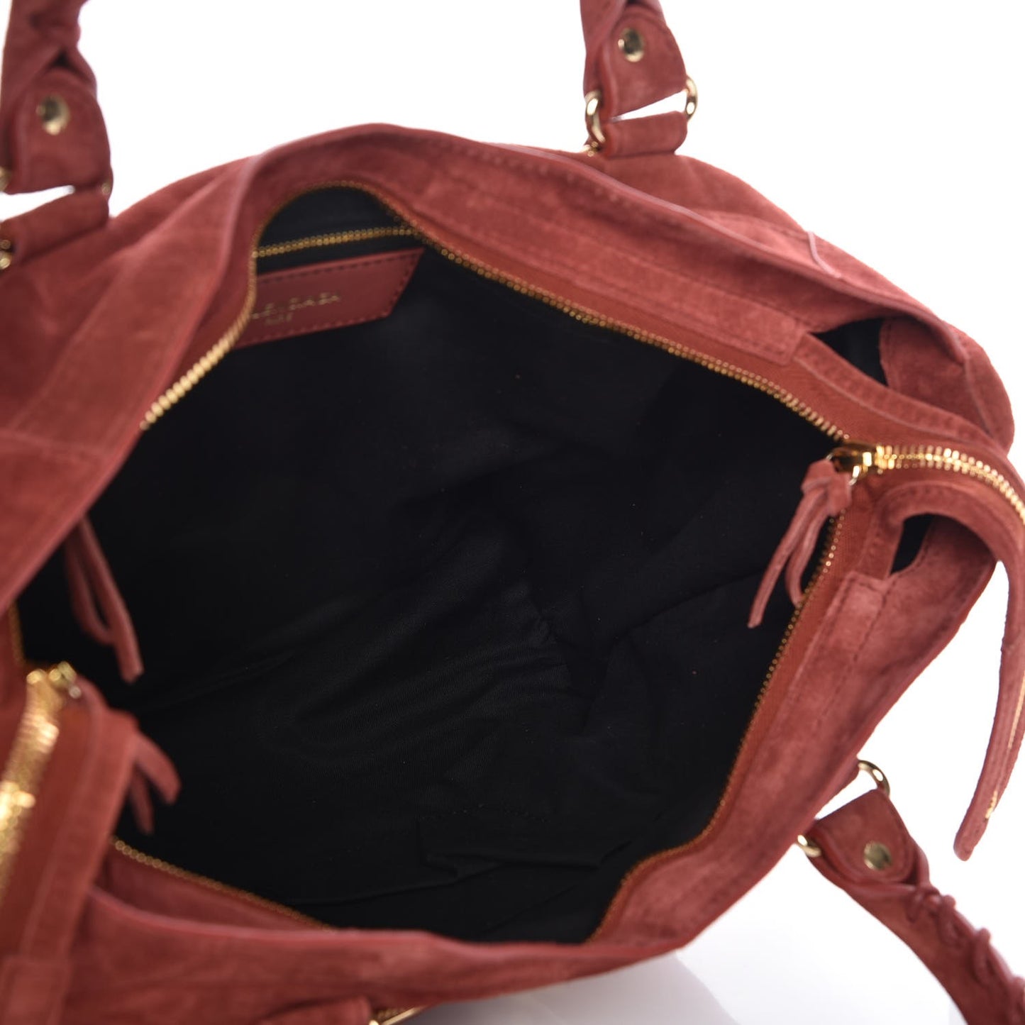 Baby Daim Suede Gold Metallic Edge Hardware City Bois De Rose Fonce