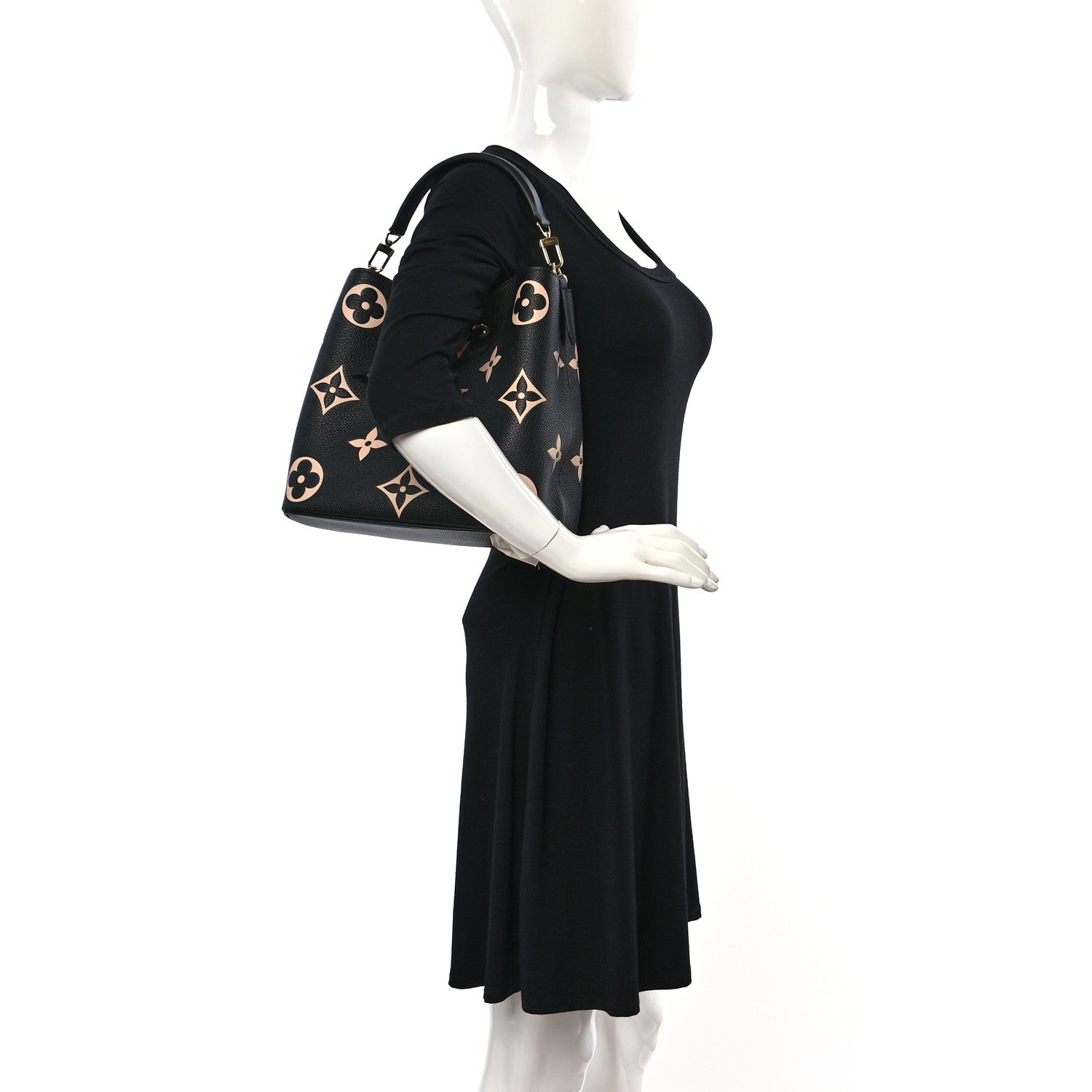Louis Vuitton Empreinte Monogram Giant Neonoe MM Black Beige 2 of 10