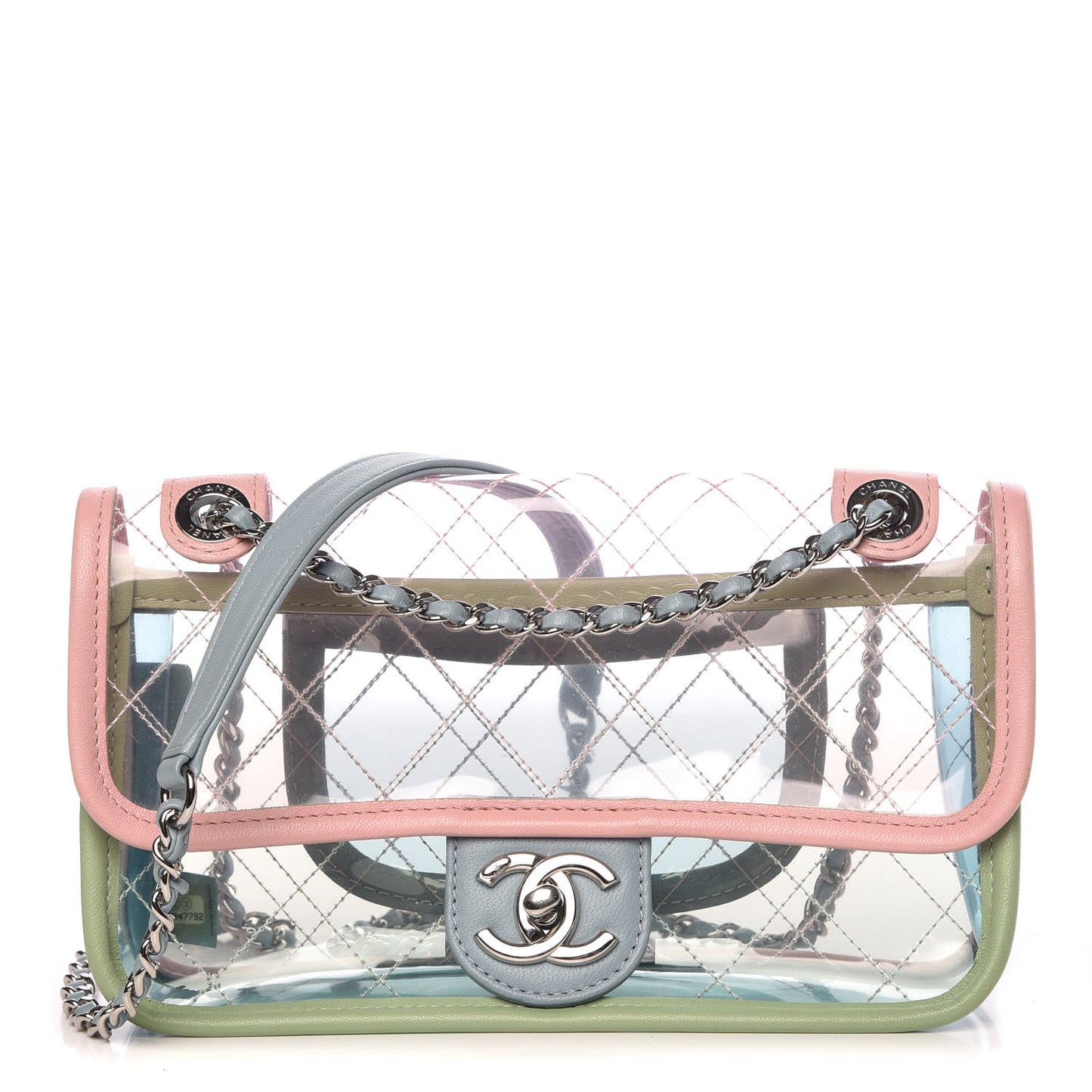 Lambskin PVC Quilted Mini Coco Splash Flap Blue Green