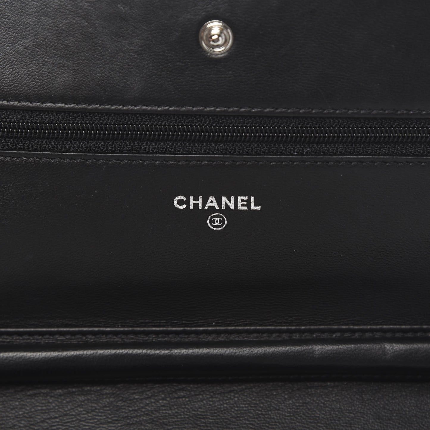 Lambskin Camellia Embossed Wallet on Chain WOC Black