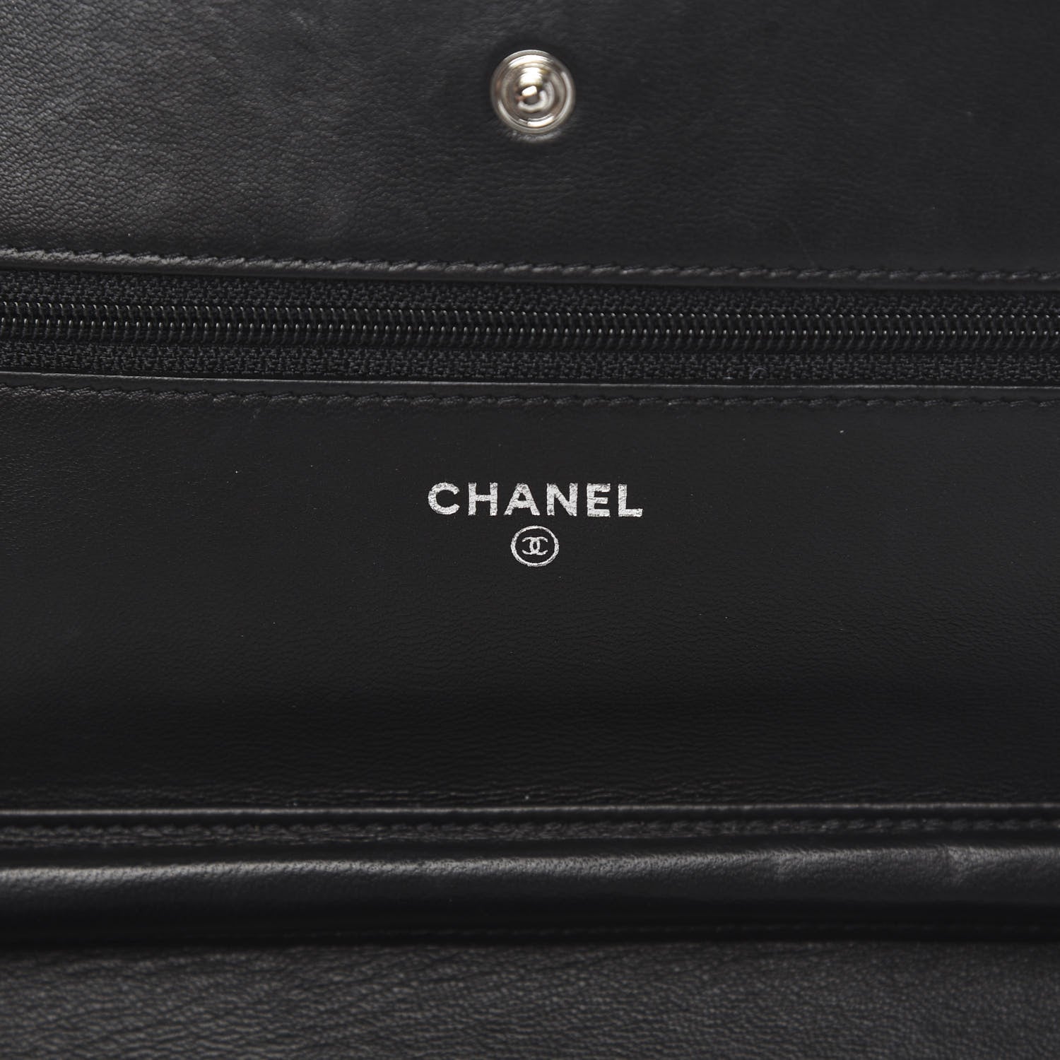 Chanel Lambskin Camellia Embossed Wallet on Chain WOC Black 6 of 12