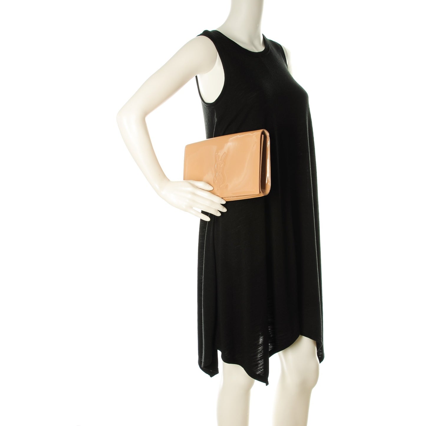 Patent Calfskin Large Belle De Jour Clutch Nude