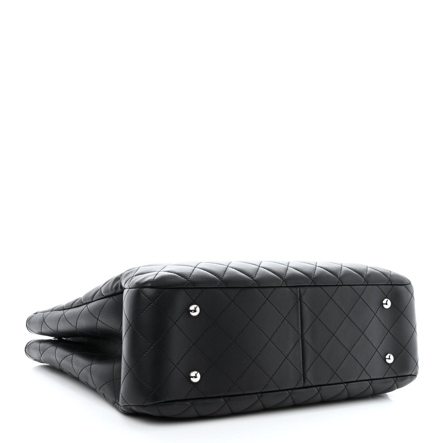 Calfskin Quilted Large Turn Lock Shopping Tote Black
