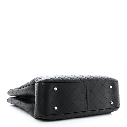Chanel Calfskin Quilted Large Turn Lock Shopping Tote Black 4 of 11
