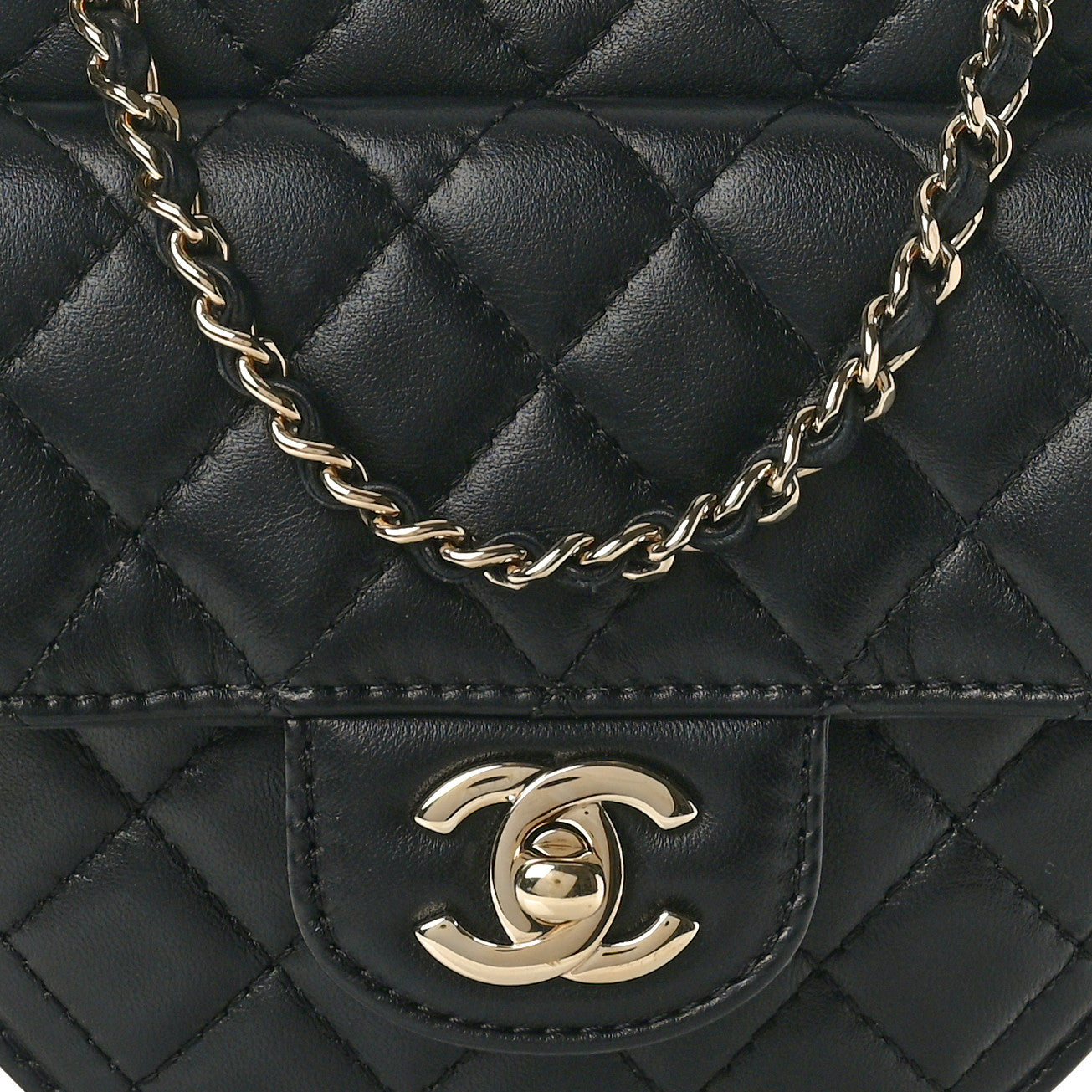 Lambskin Quilted CC In Love Heart Bag Black