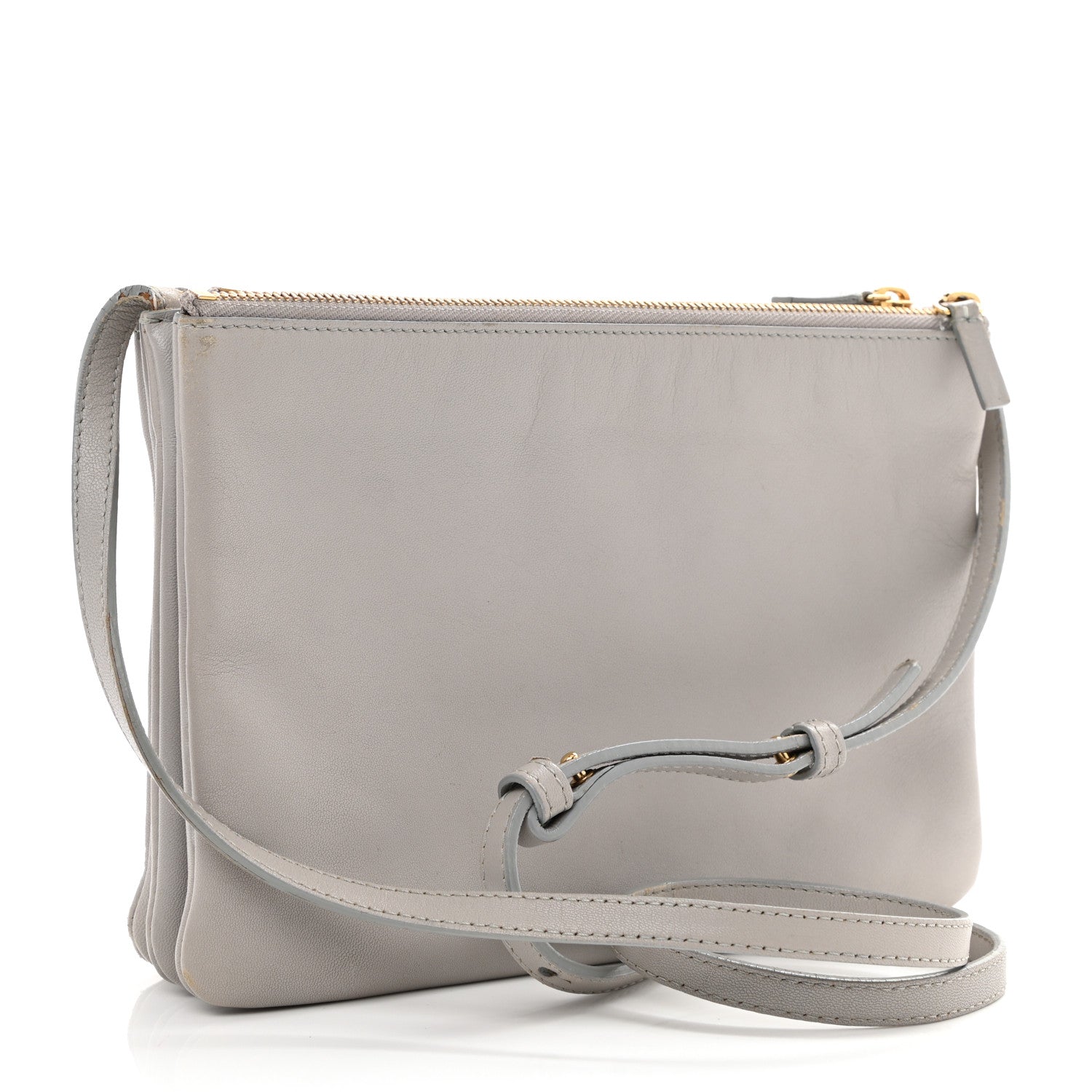 Celine Lambskin Large Trio Crossbody Bag Smoke 3 of 21