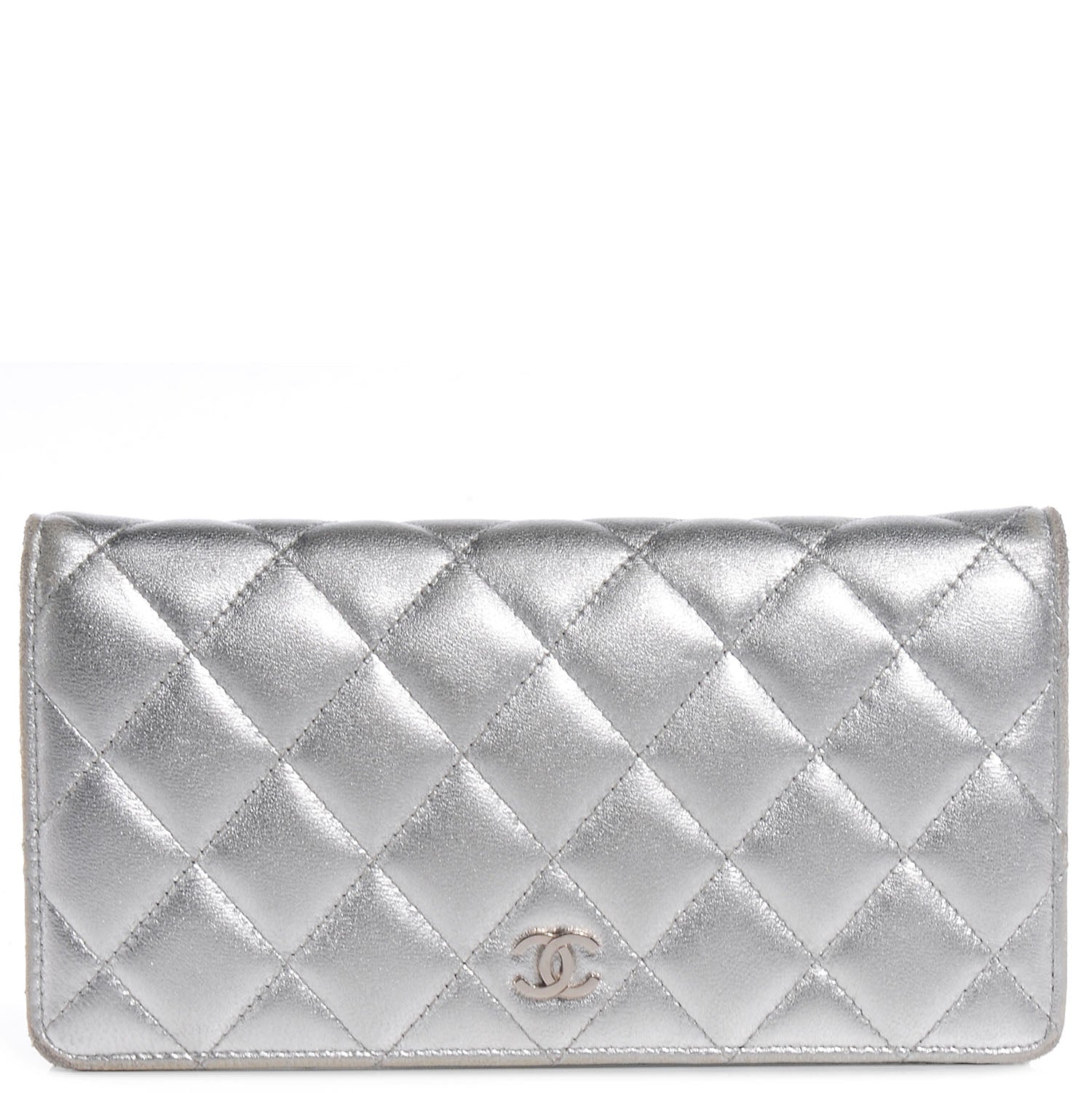 Chanel Lambskin Yen Wallet Silver 1 of 7