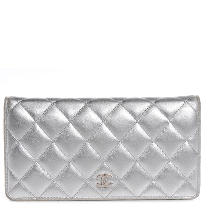 Chanel Lambskin Yen Wallet Silver 1 of 7