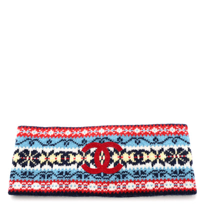 Chanel Cashmere CC Headband Blue Red White Blue Yellow 1 of 4