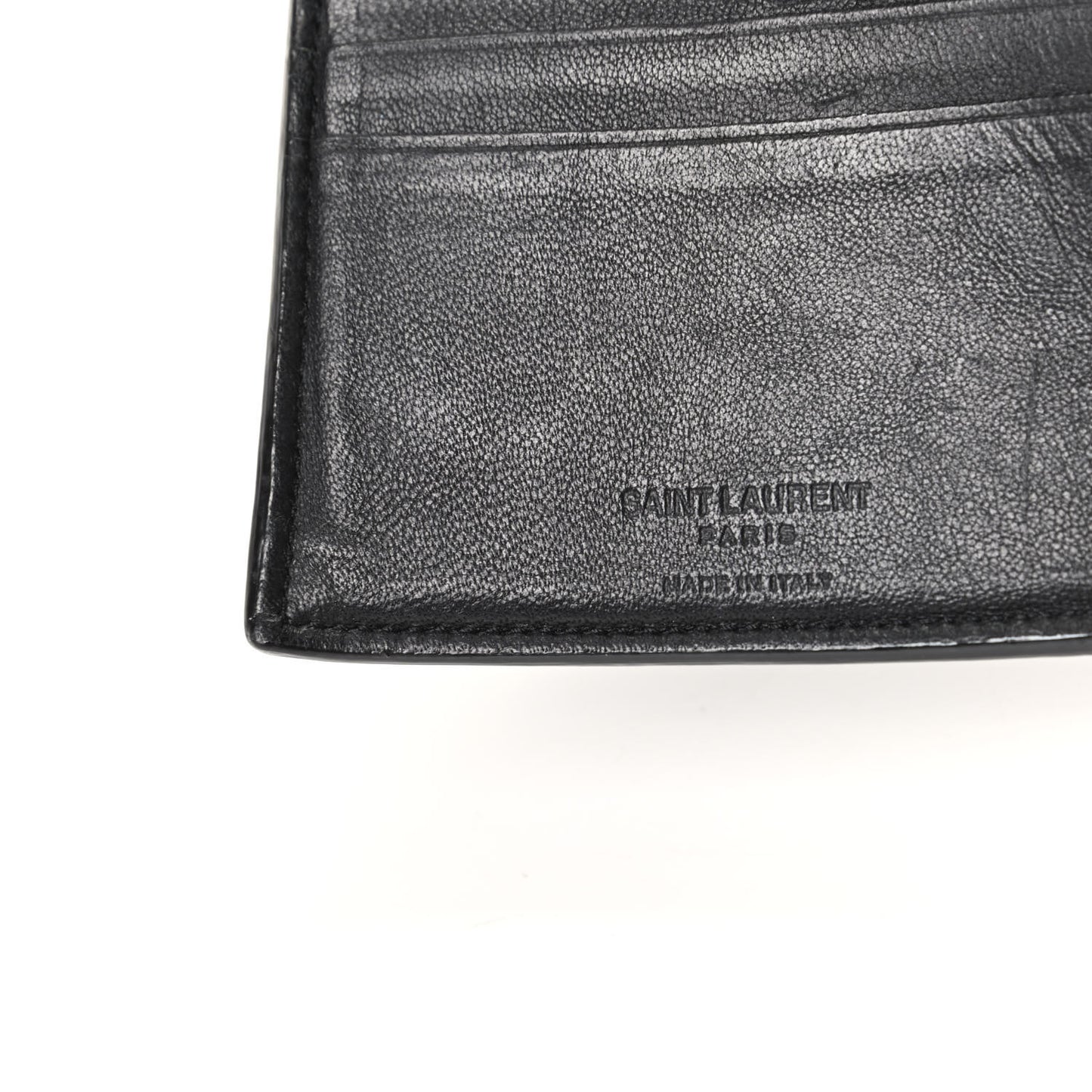 Calfskin Crocodile Embossed Bifold Wallet Black