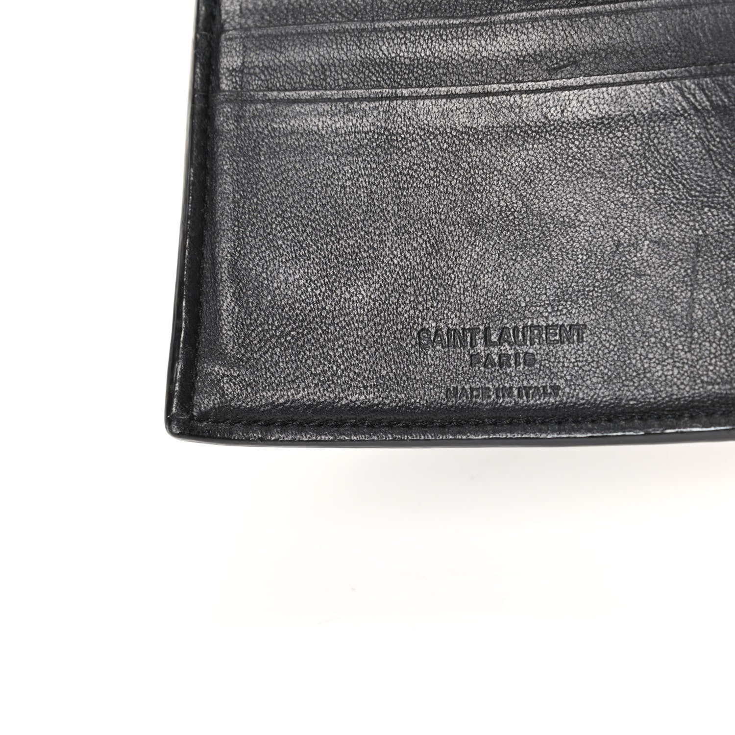 Saint Laurent Calfskin Crocodile Embossed Bifold Wallet Black 6 of 6