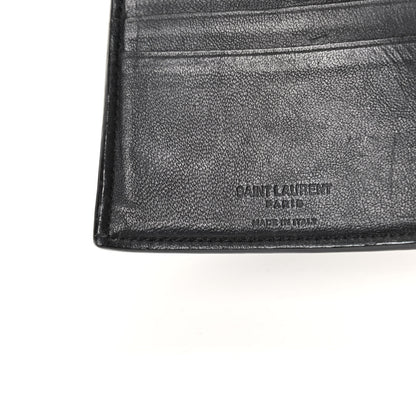 Saint Laurent Calfskin Crocodile Embossed Bifold Wallet Black 6 of 6