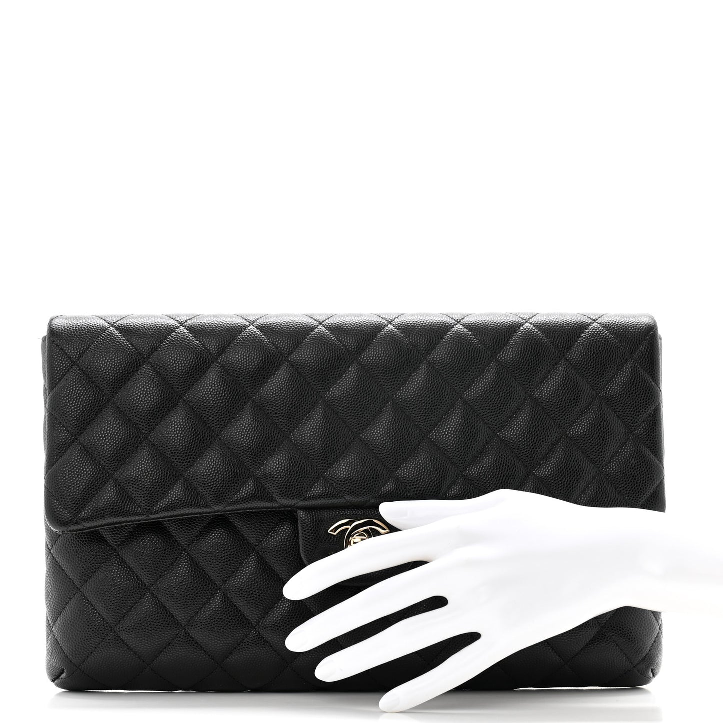 Caviar Quilted Flap Clutch Black