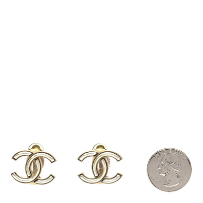 Chanel Metal CC Clip On Earrings Gold Pearly White 2 of 4