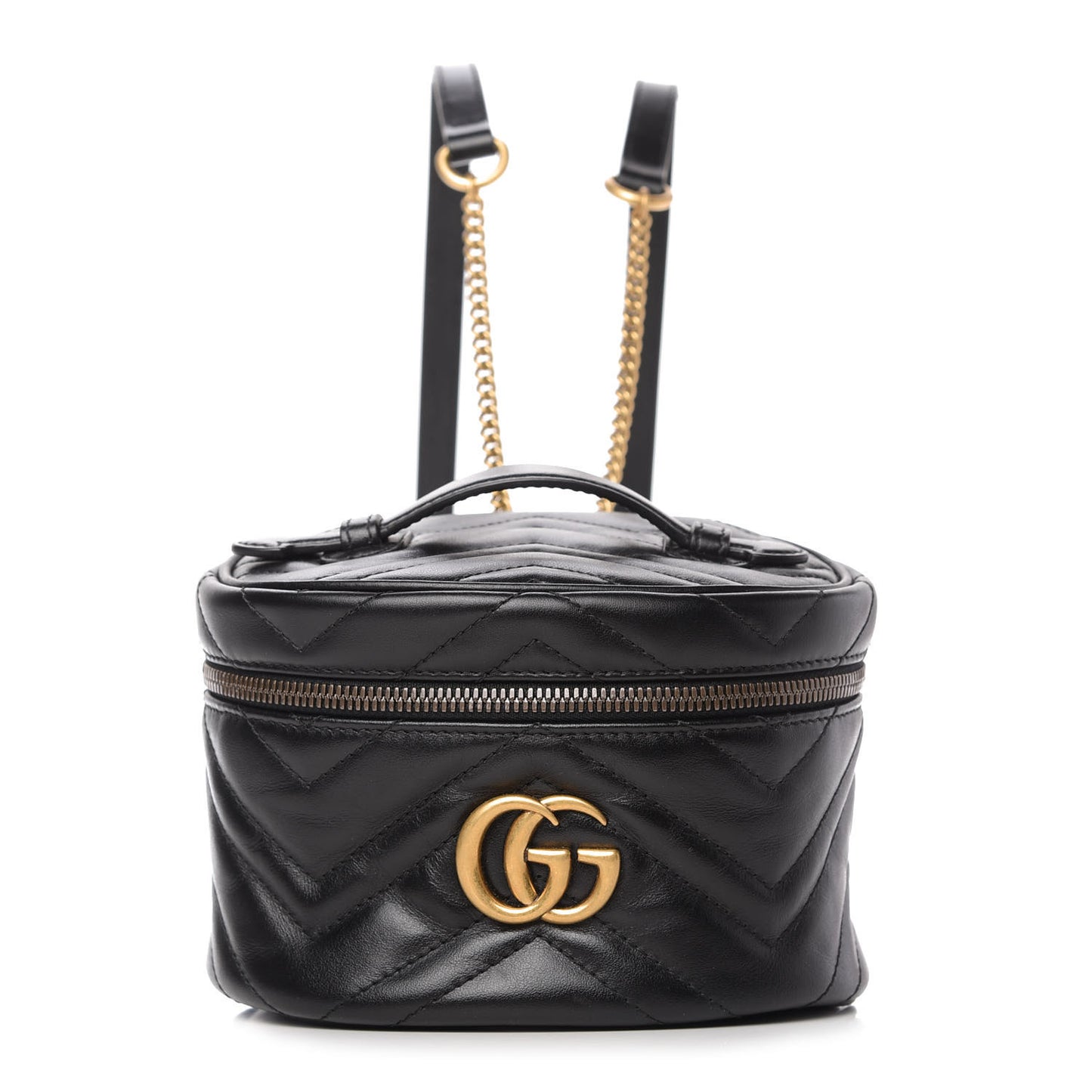 Calfskin Matelasse Mini GG Marmont Round Backpack Black