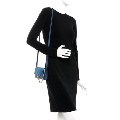 Chloe Suede Calfskin Mini Faye Shoulder Bag Majolica Blue 2 of 7