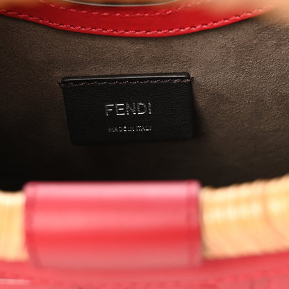 Fendi Vitello Century Wicker FF 1974 Embossed Small Runaway Shopper Tote Fragola 6 of 10