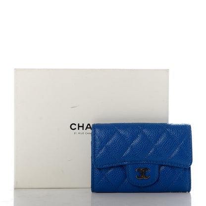Chanel Caviar Quilted Flap Card Holder Wallet Blue 9 of 9
