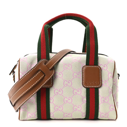 Gucci GG Supreme Web Mini GG Top Handle Bag Green Pink 1 of 10