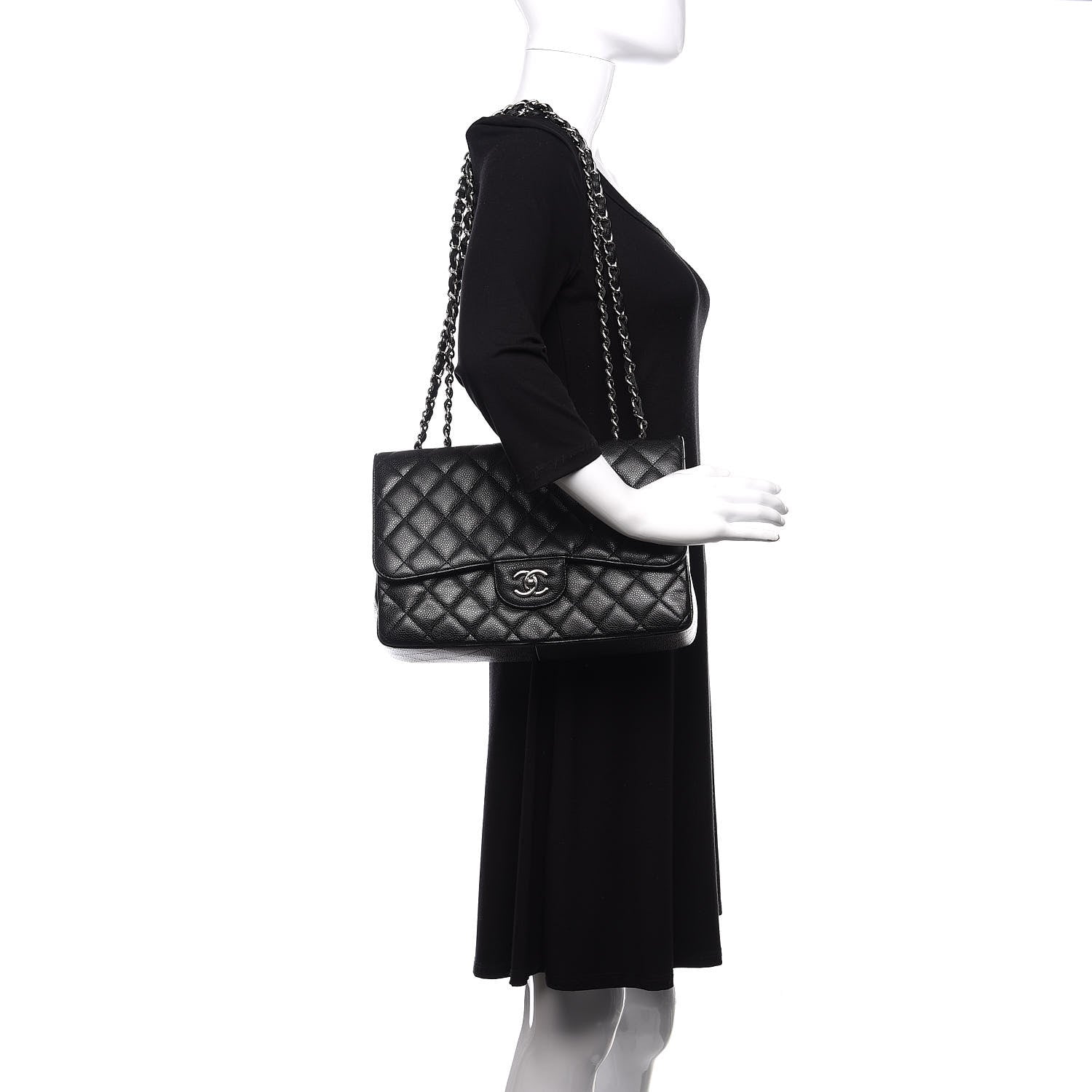Chanel Caviar Quilted Jumbo Single Flap Black 2 of 12