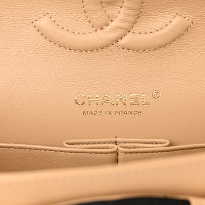 Chanel Lambskin Quilted Medium Double Flap Beige Black 6 of 12