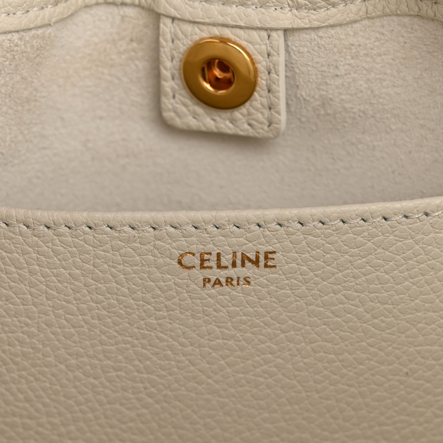 Calfskin Cuir Small Triomphe Cabas Drawstring White