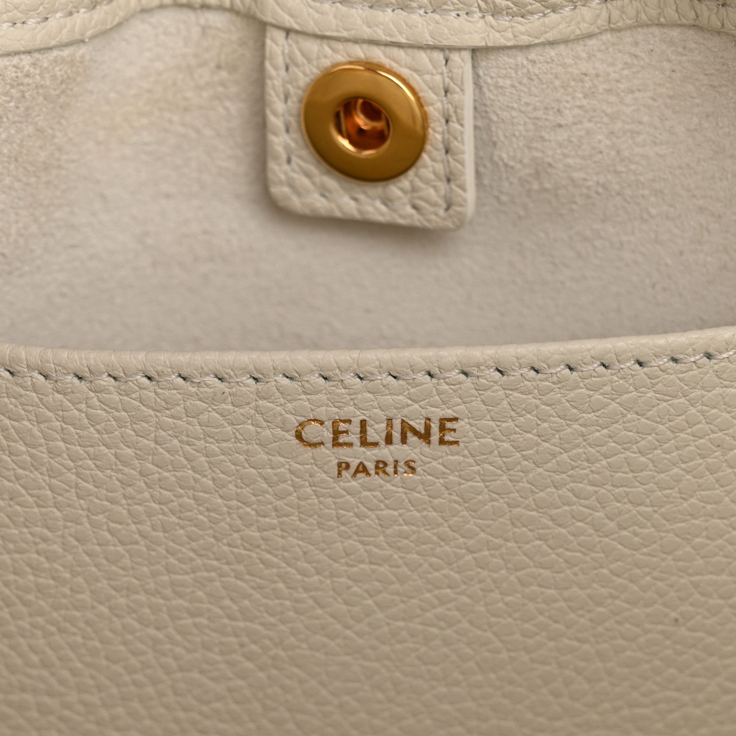 Celine Calfskin Cuir Small Triomphe Cabas Drawstring White 6 of 12