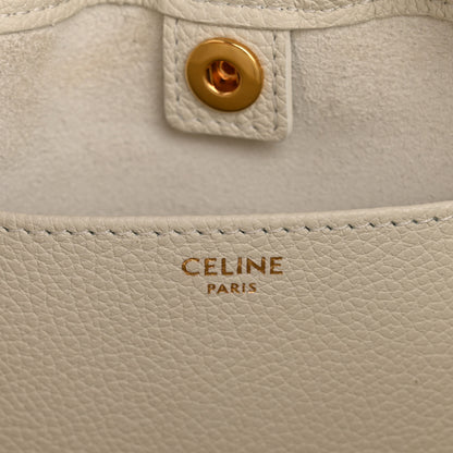 Celine Calfskin Cuir Small Triomphe Cabas Drawstring White 6 of 12