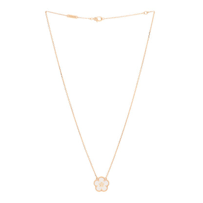 Van Cleef & Arpels 18K Rose Gold Mother Of Pearl Lucky Spring Plum Blossom Necklace 3 of 5
