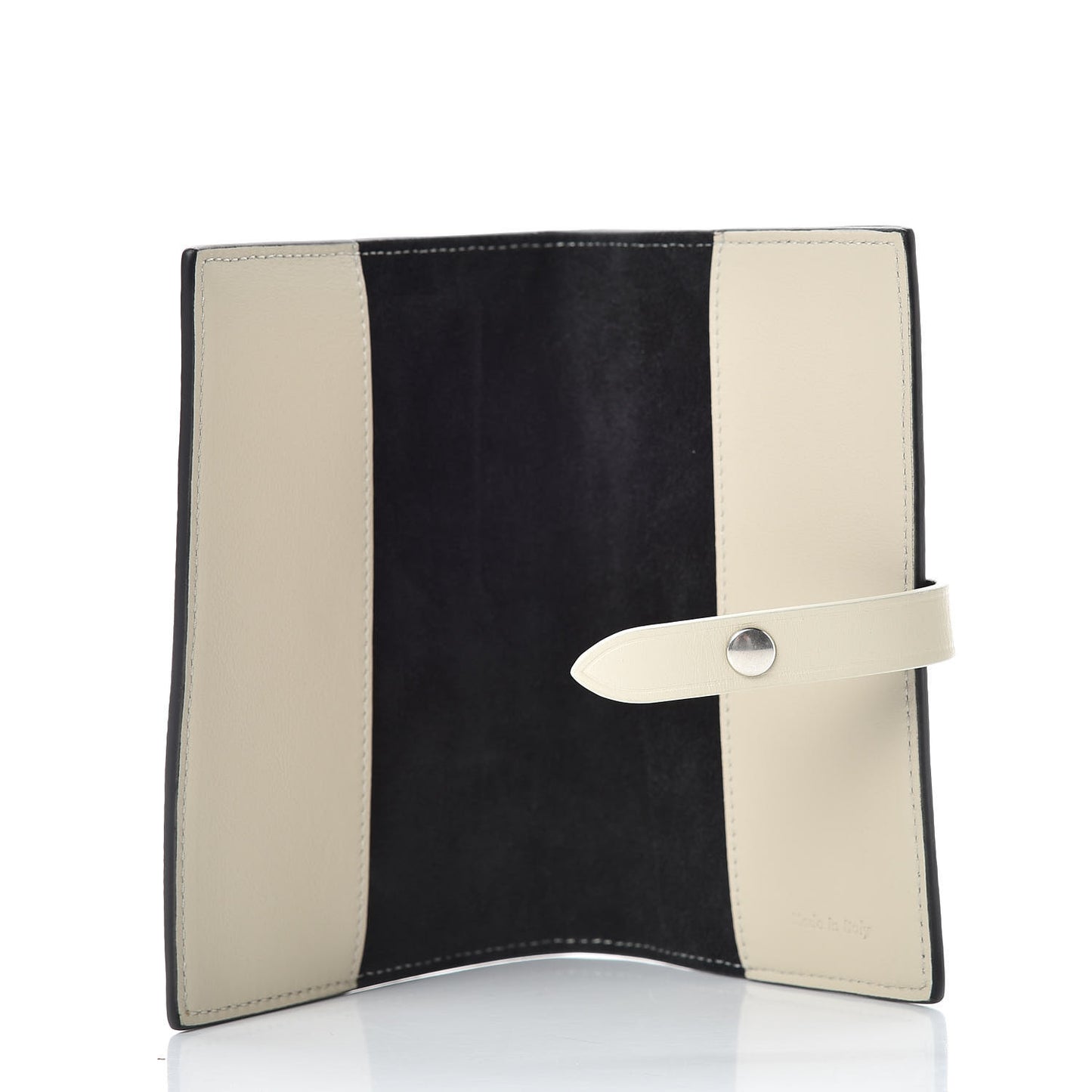 Grained Calfskin Strap Passport Cover Black Chalk