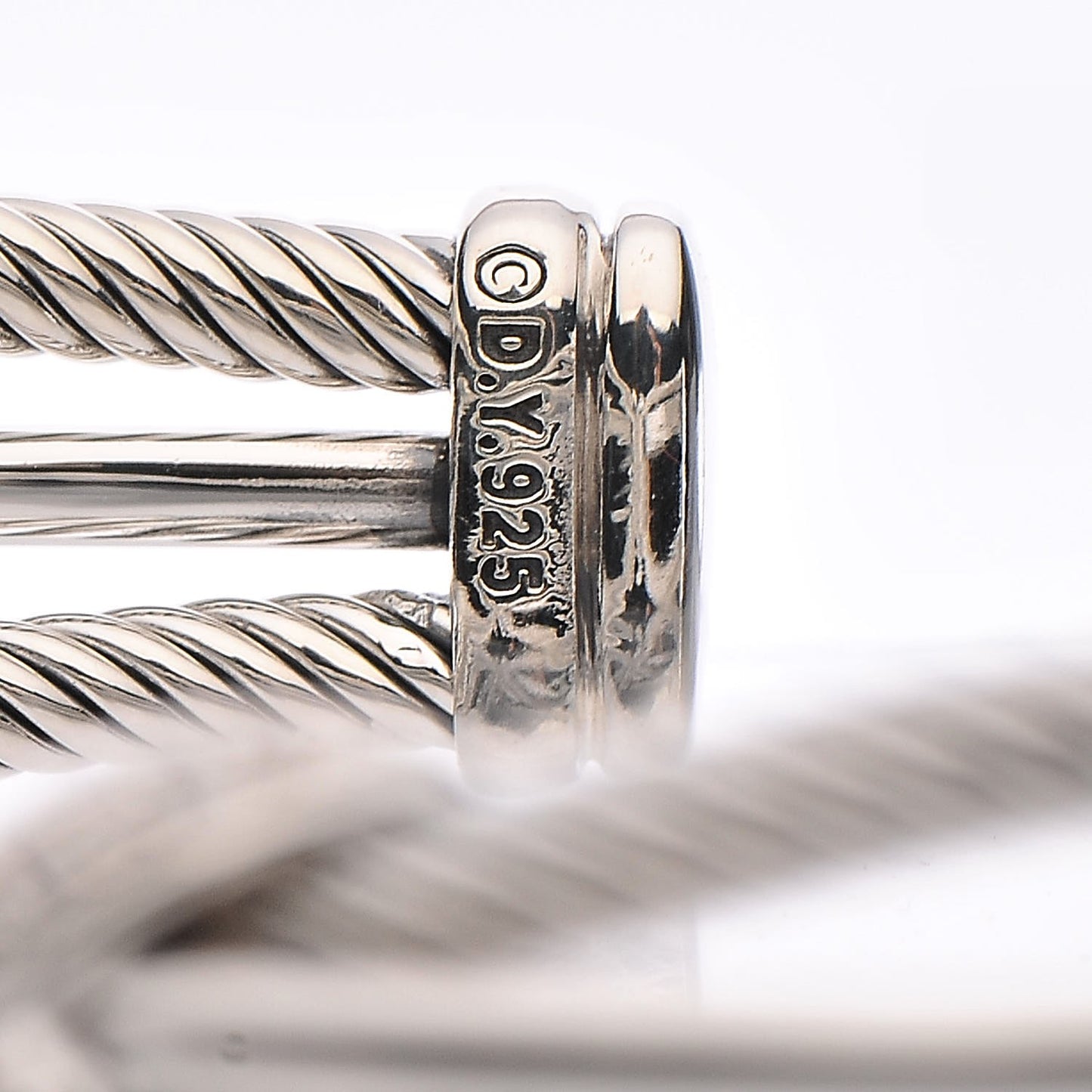 Sterling Silver Pave Diamond 7mm X Crossover Cuff M