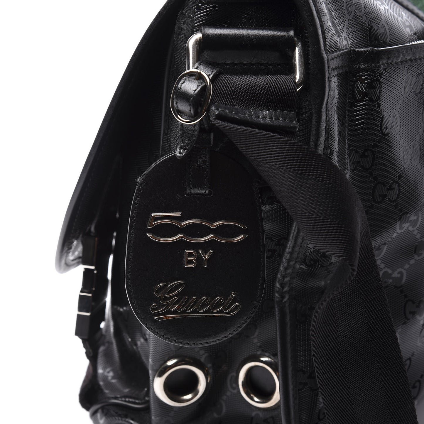 Imprime Monogram Medium Web 500 by Gucci Double Buckle Flap Messenger Bag Black