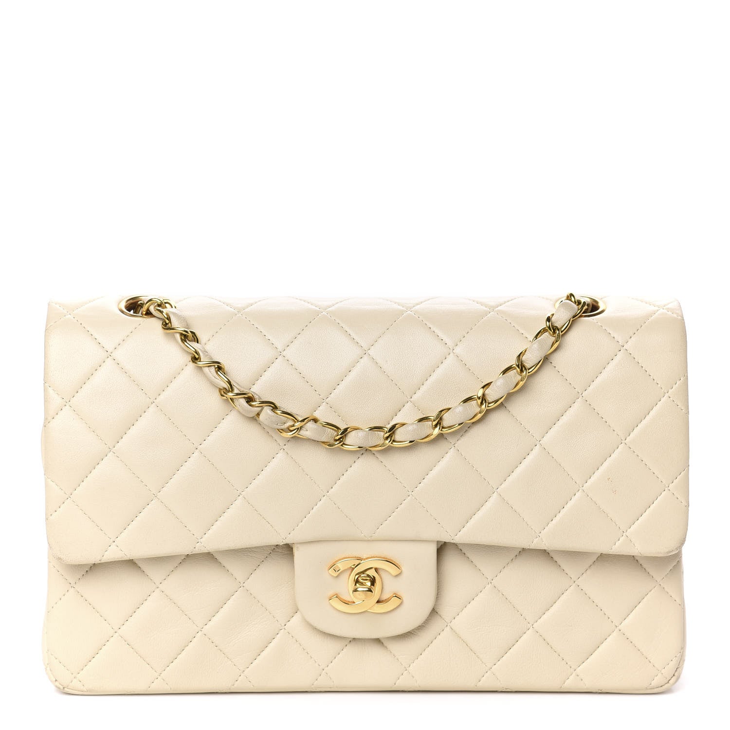 Chanel Lambskin Quilted Medium Double Flap Beige 1 of 15