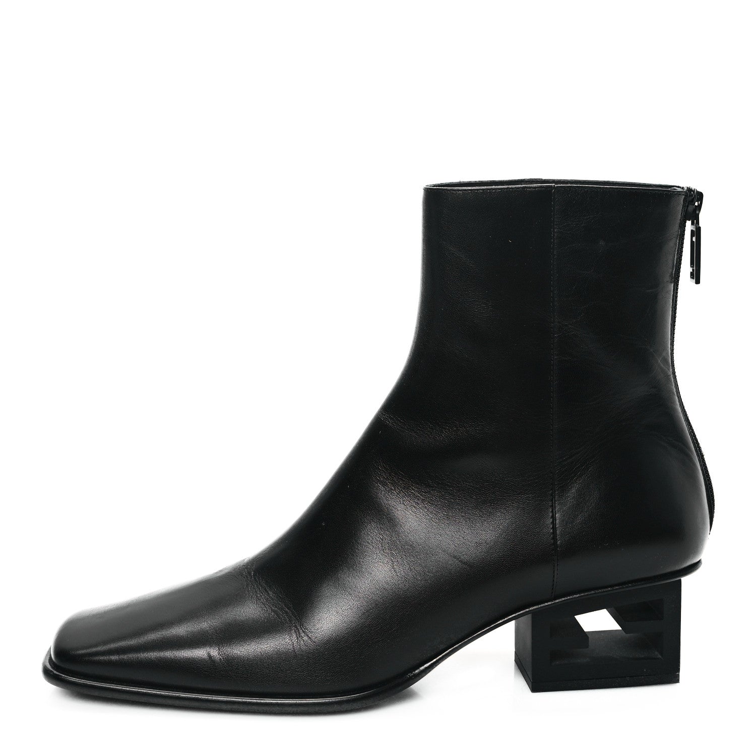 Fendi Vitello Nappa FF Cutout Baguette 45mm Ankle Boots 40 Black 1 of 8