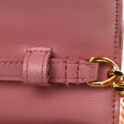 Saint Laurent Grain De Poudre Matelasse Chevron Monogram Chain Wallet Tender Pink 17 of 33
