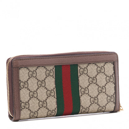 Gucci GG Supreme Monogram Web Ophidia Zip Around Wallet Brown 2 of 10