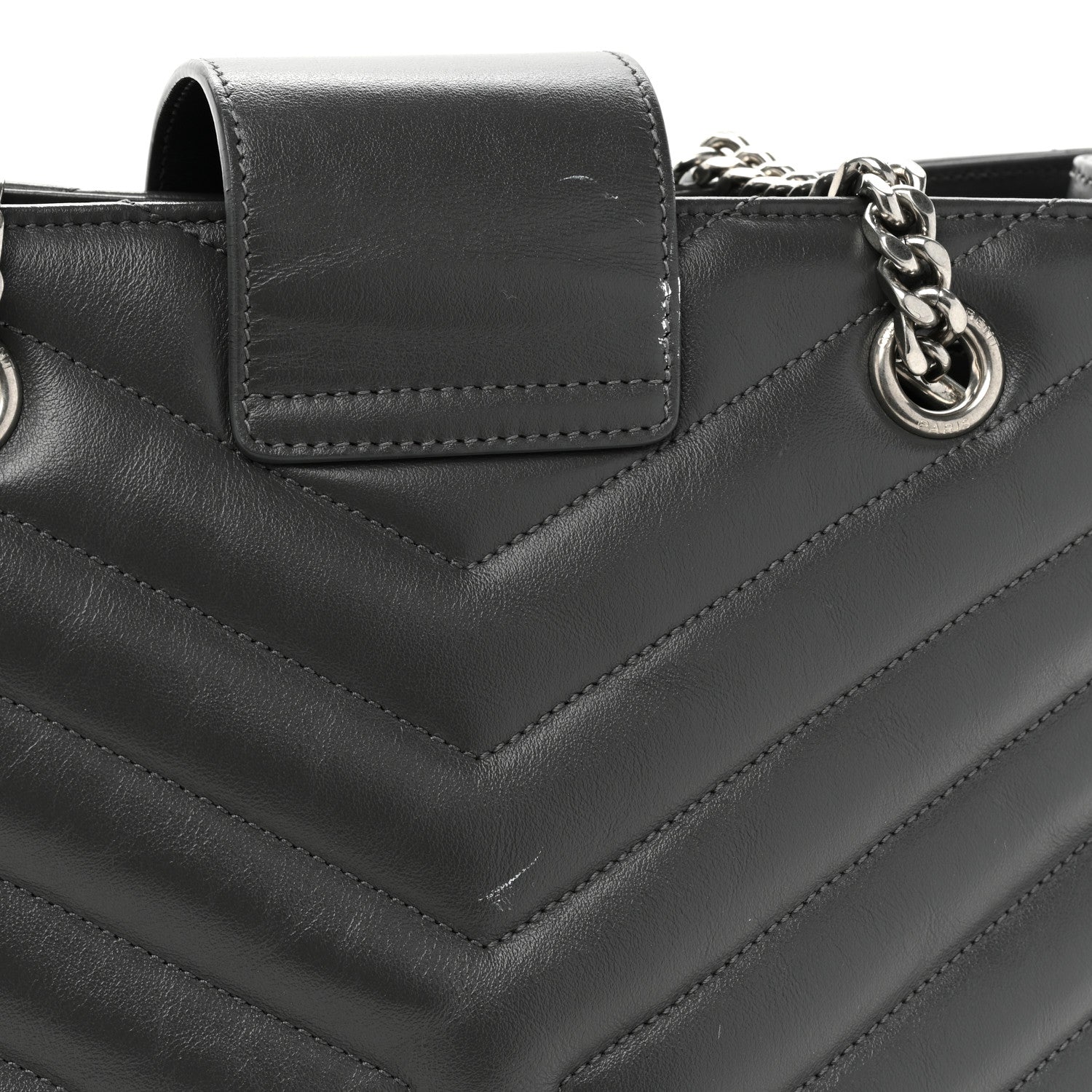 Saint Laurent Calfskin Y Quilted Monogram Large Loulou Shopper Storm 17 of 17