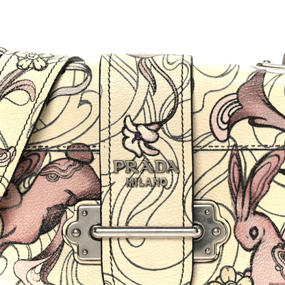 Prada X JAMES JEAN Glace Calfskin Rabbit Print Cahier Bag Opaline 9 of 11