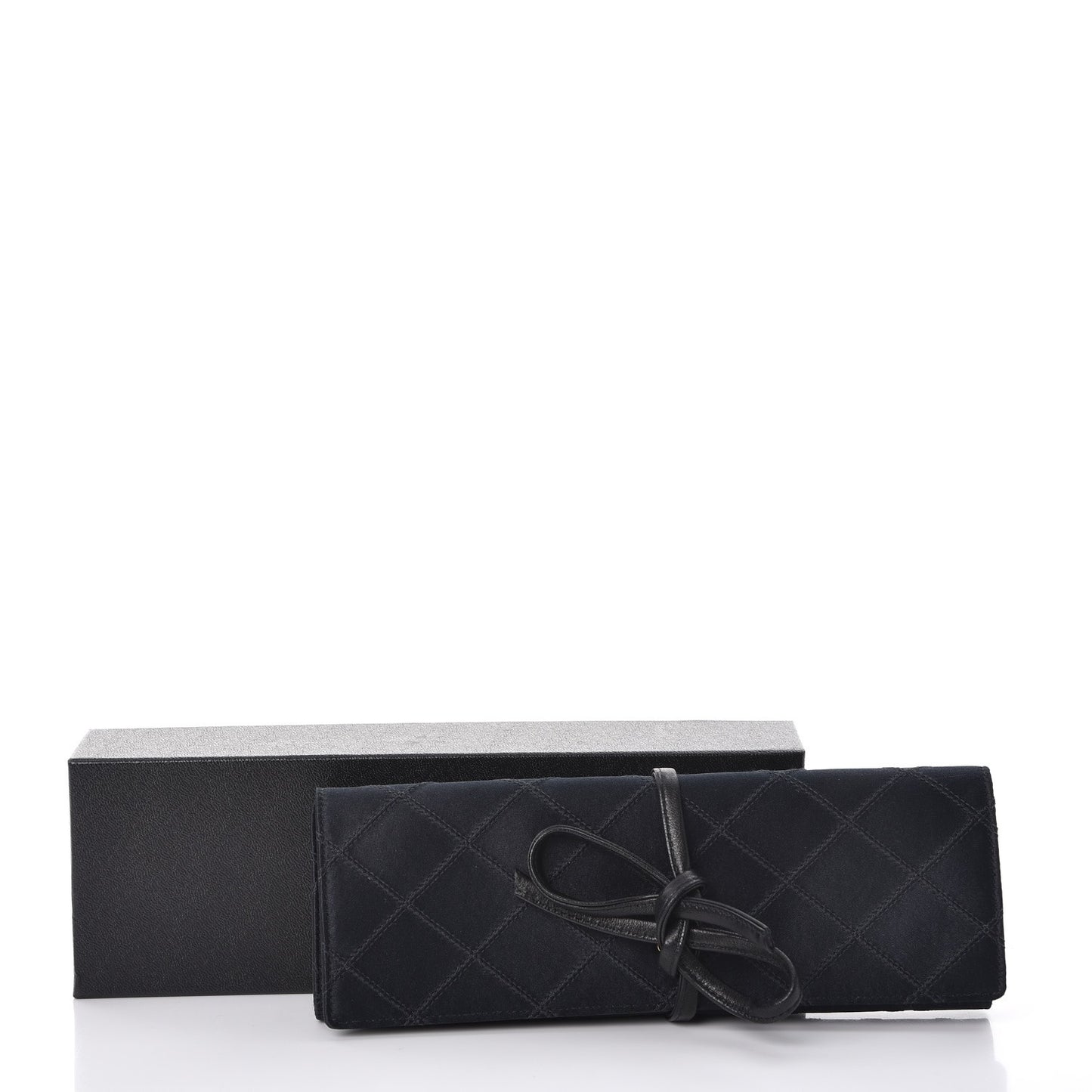 Satin Quilted Jewelry Roll Case Black