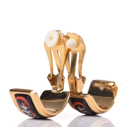 Hermes Enamel Clip On Earrings Gold 3 of 5