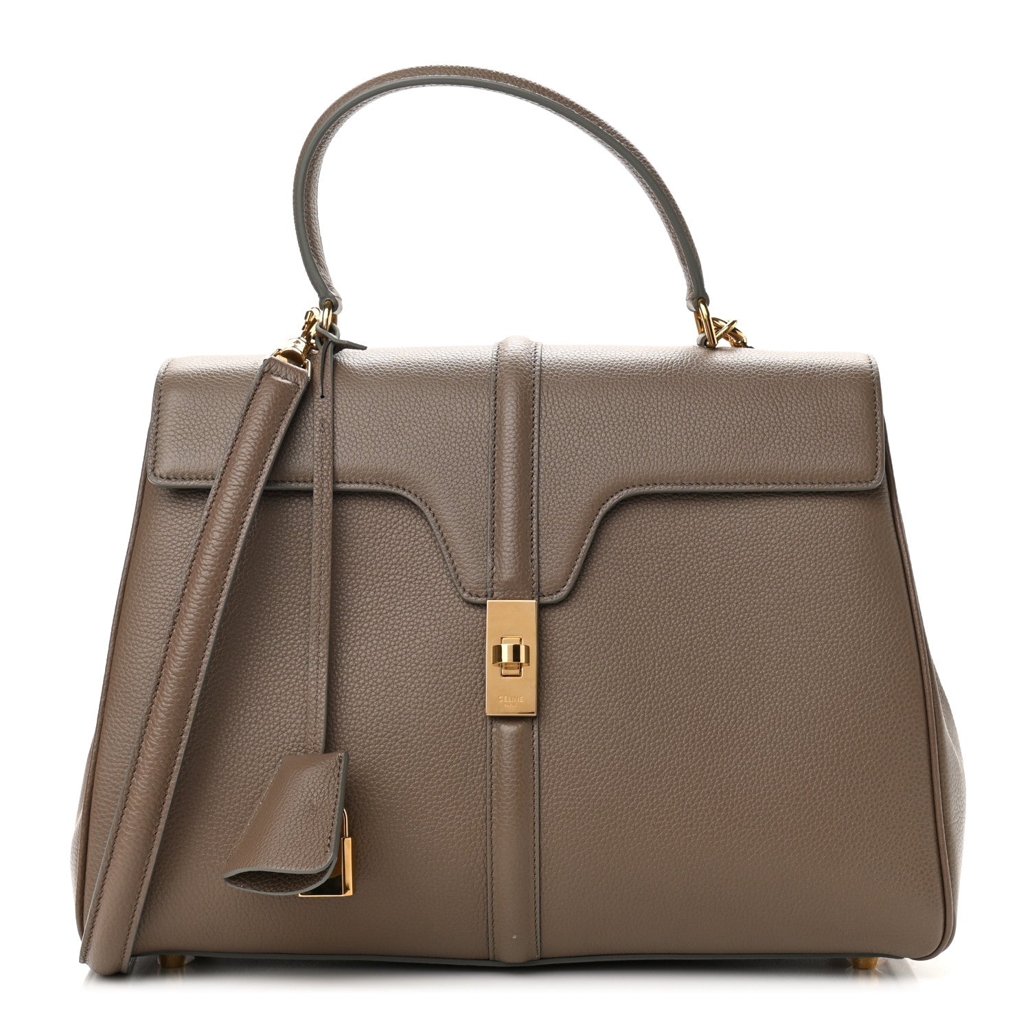 Celine Satinated Calfskin Medium 16 Top Handle Bag Beige 1 of 11