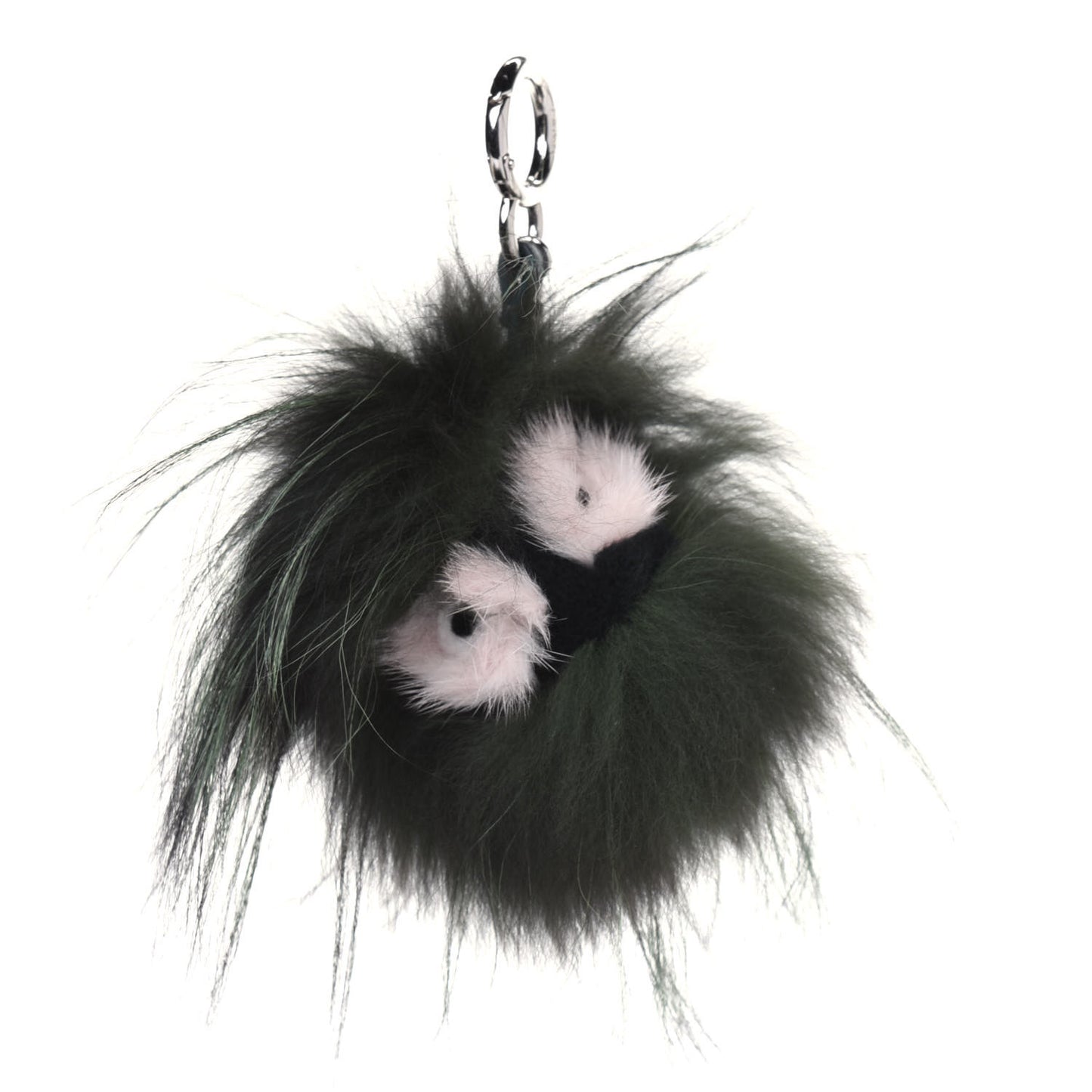 Rabbit Fox Mink Fur Monster Zesty Bag Bug Charm Green Black