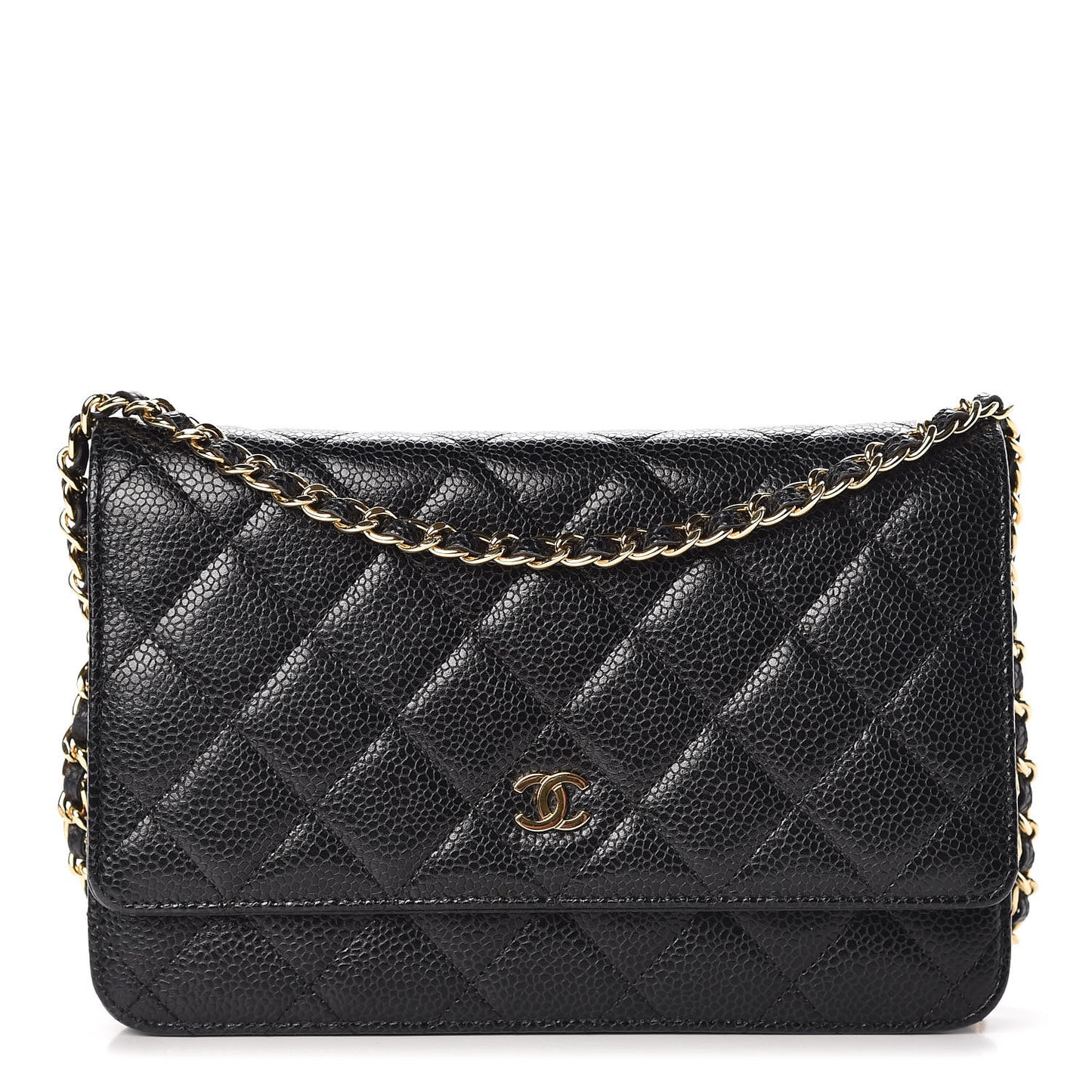 Caviar Quilted Wallet On Chain WOC Black